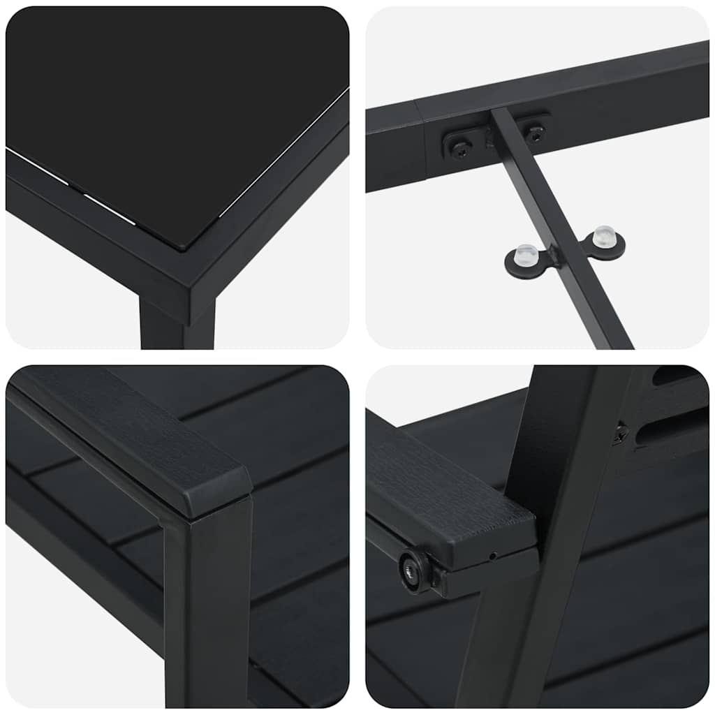 Set da Pranzo per Giardino 7 pz Nero