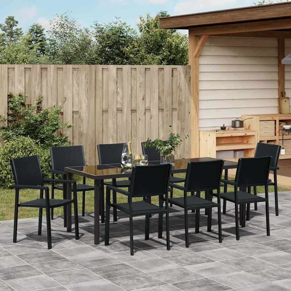 Set da Pranzo per Giardino 9 pz Nero