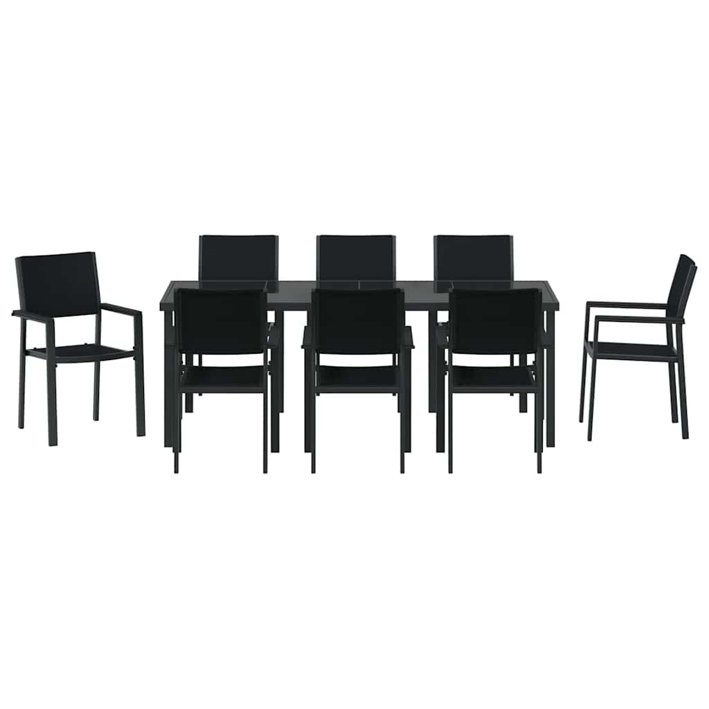 Set da Pranzo per Giardino 9 pz Nero
