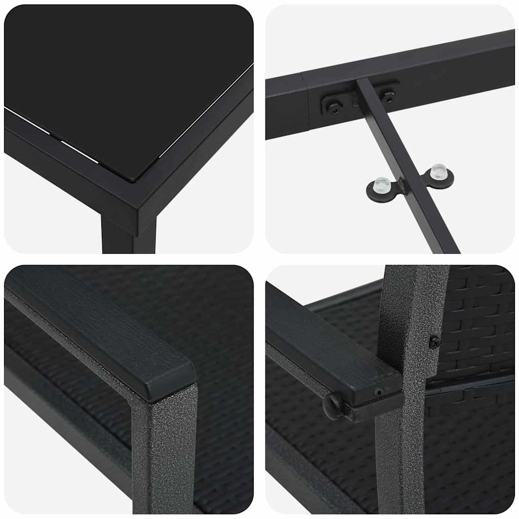 Set da Pranzo per Giardino 9 pz Nero