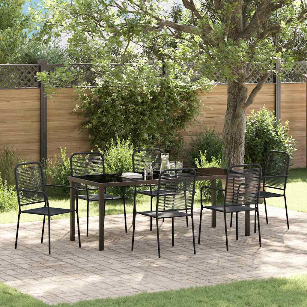 Set da Pranzo per Giardino 7 pz Nero