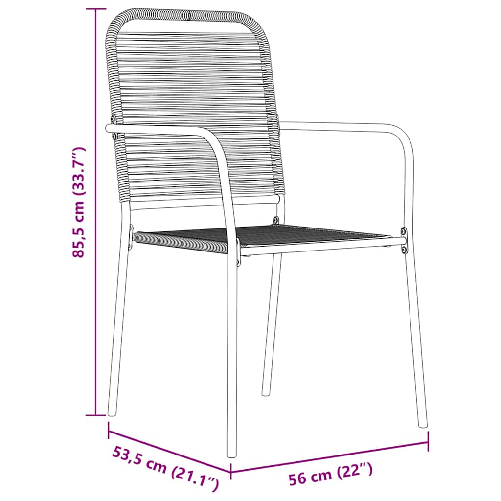 Set da Pranzo per Giardino 7 pz Nero
