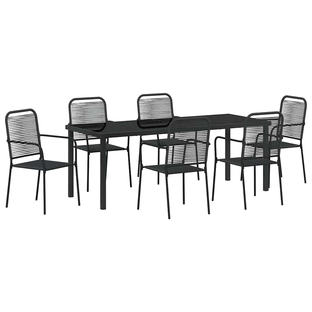 Set da Pranzo per Giardino 7 pz Nero