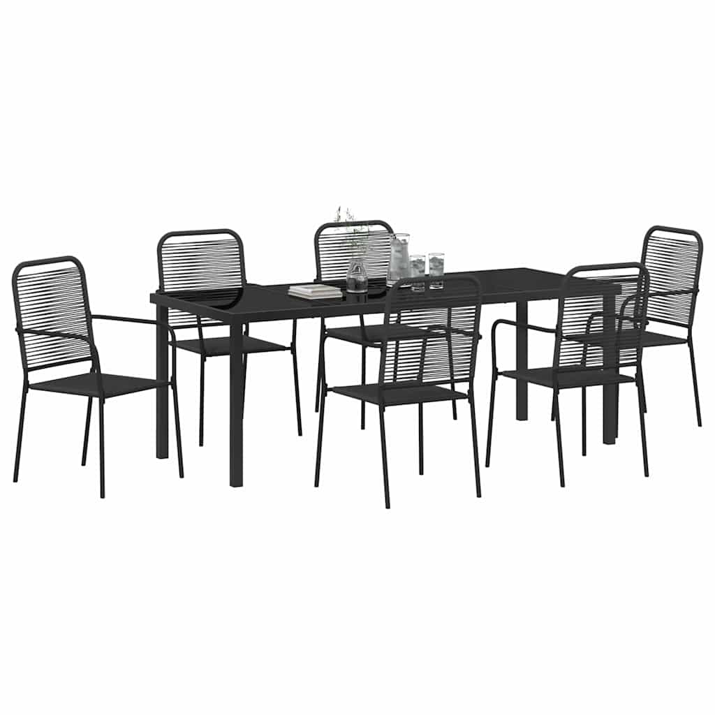Set da Pranzo per Giardino 7 pz Nero