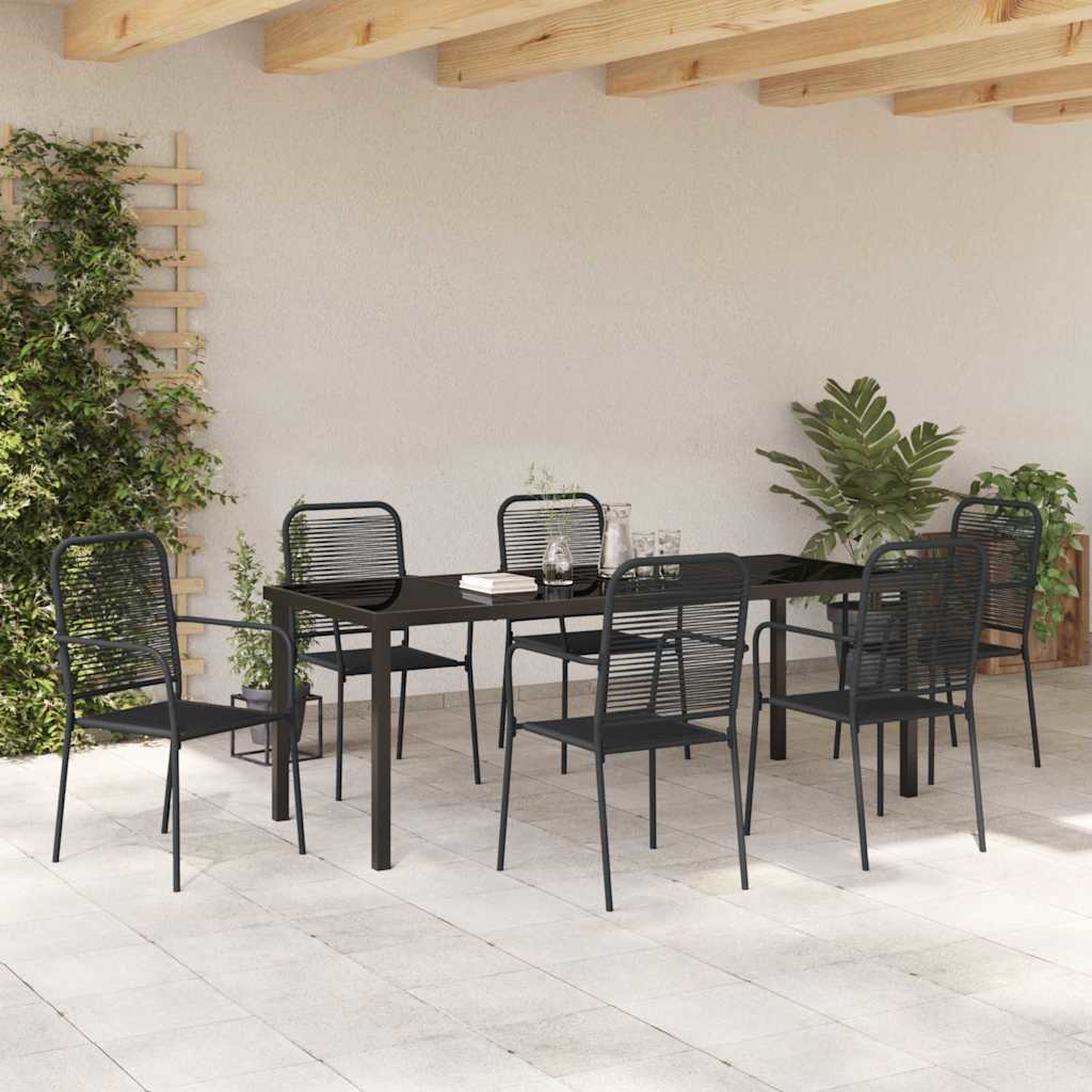 Set da Pranzo per Giardino 7 pz Nero