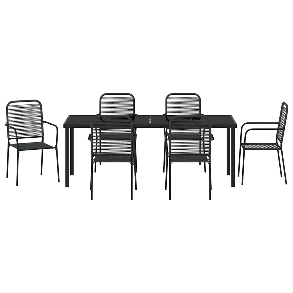 Set da Pranzo per Giardino 7 pz Nero