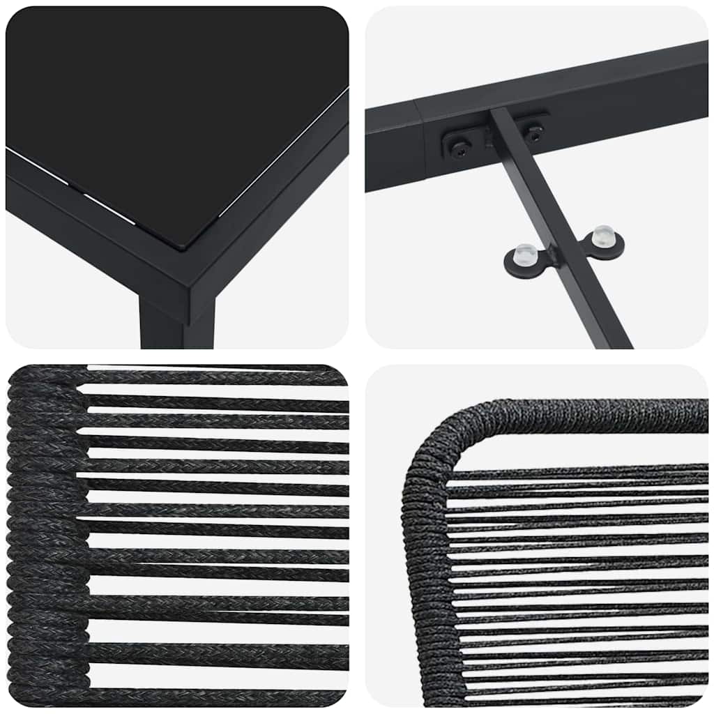 Set da Pranzo per Giardino 7 pz Nero