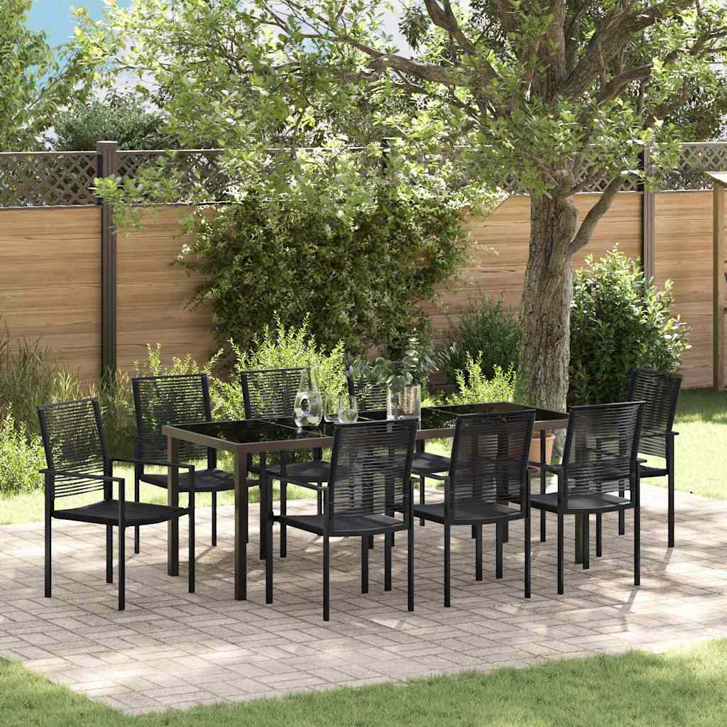 Set da Pranzo per Giardino 9 pz Nero
