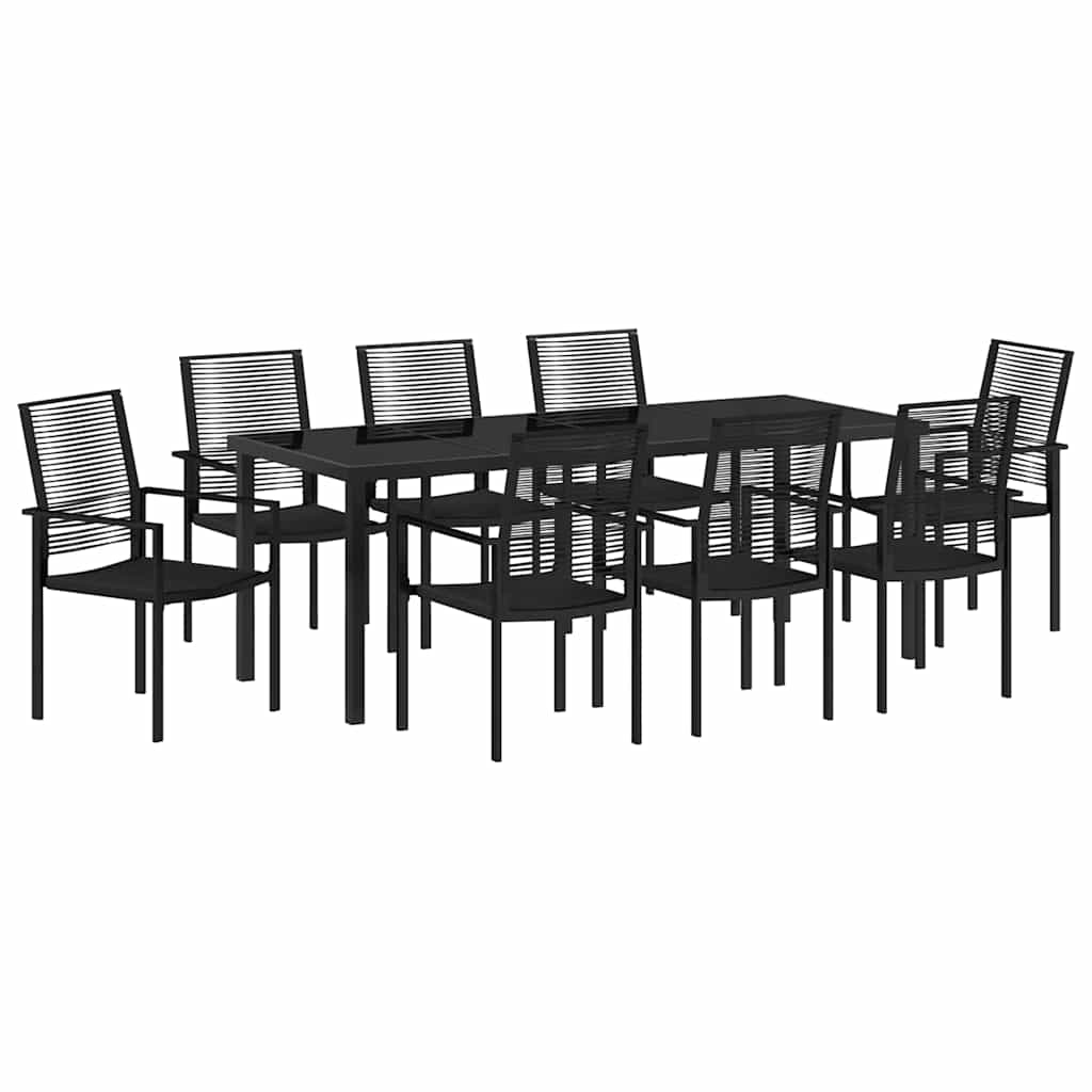 Set da Pranzo per Giardino 9 pz Nero