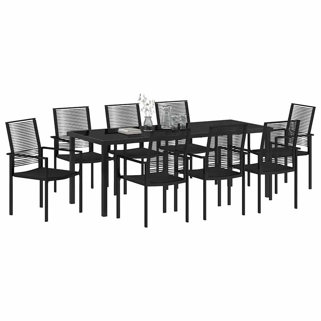 Set da Pranzo per Giardino 9 pz Nero
