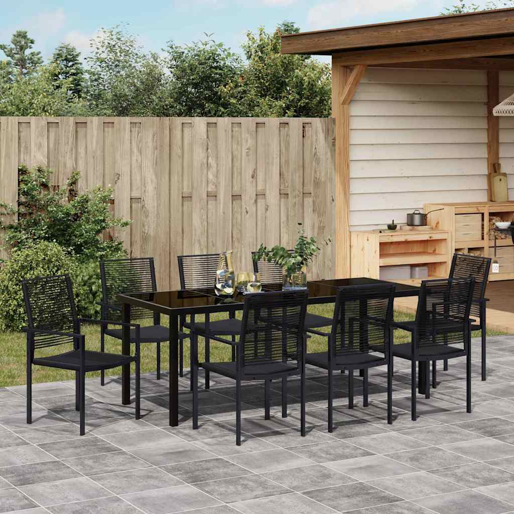 Set da Pranzo per Giardino 9 pz Nero