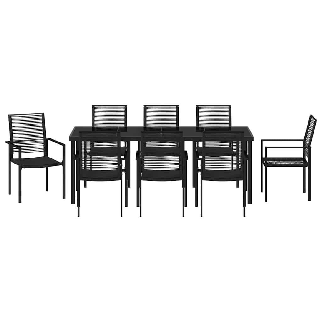 Set da Pranzo per Giardino 9 pz Nero
