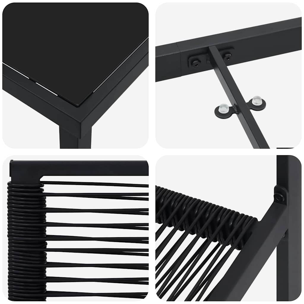 Set da Pranzo per Giardino 9 pz Nero