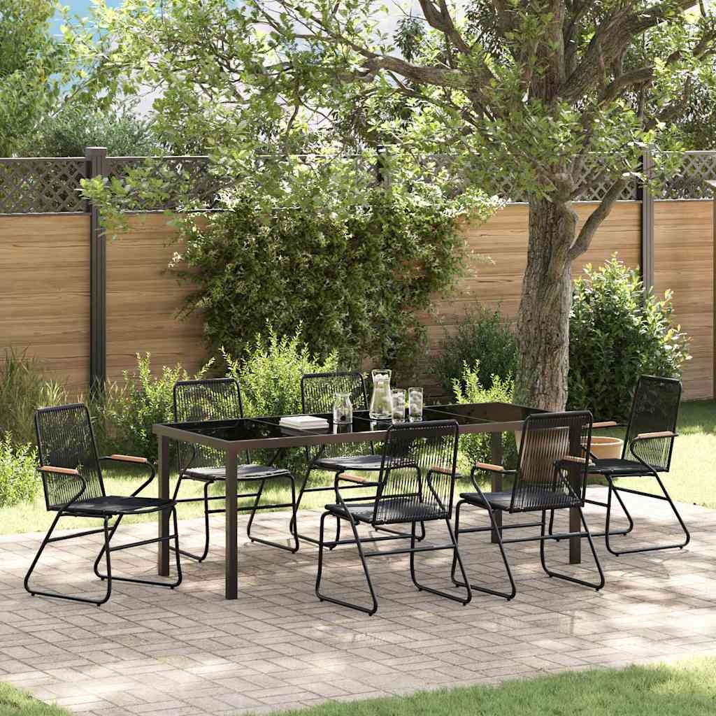 Set da Pranzo per Giardino 7 pz Nero
