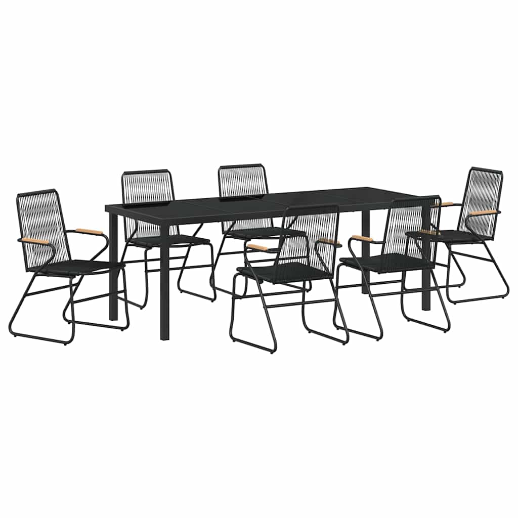 Set da Pranzo per Giardino 7 pz Nero