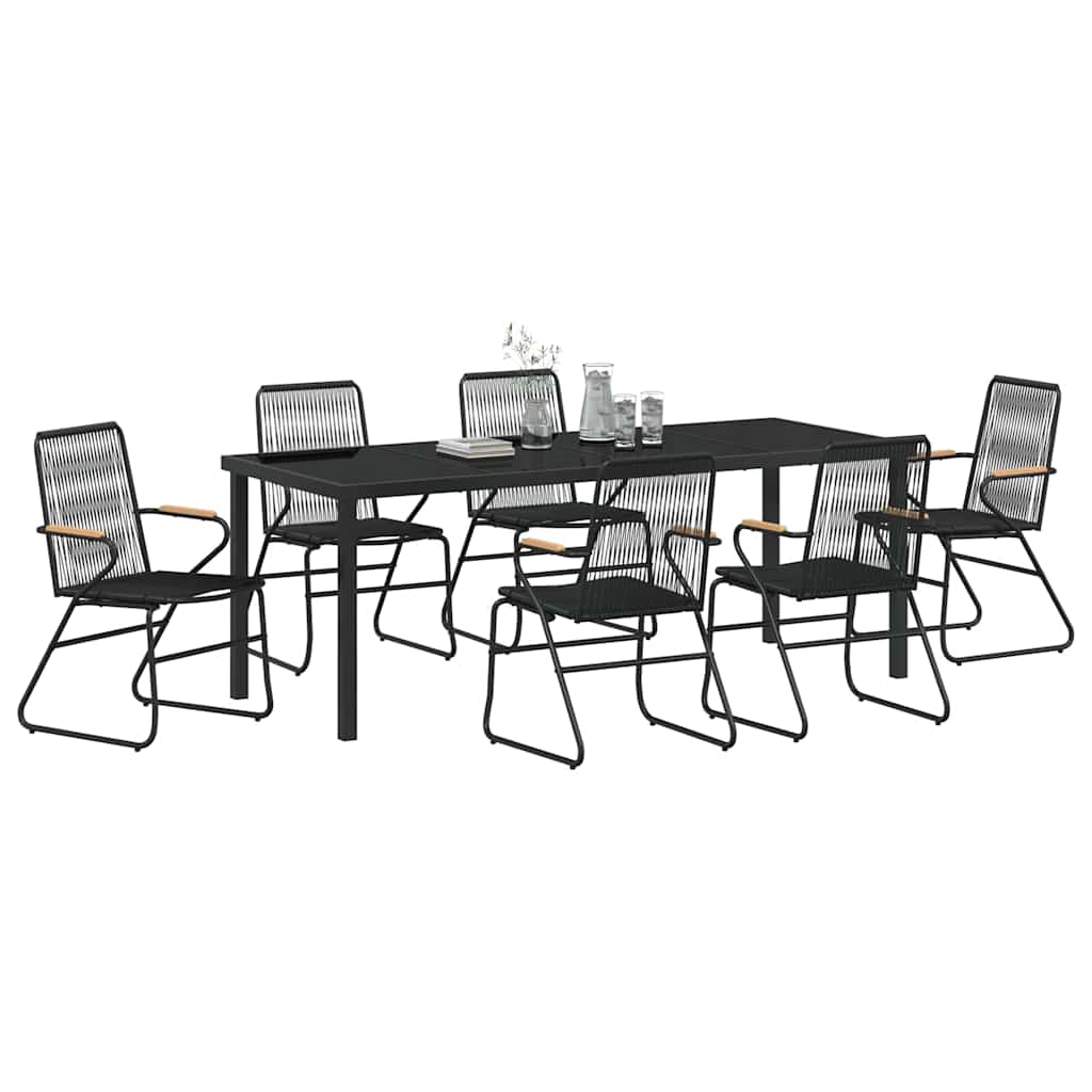 Set da Pranzo per Giardino 7 pz Nero