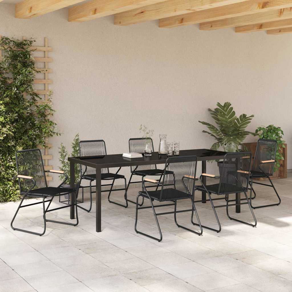 Set da Pranzo per Giardino 7 pz Nero