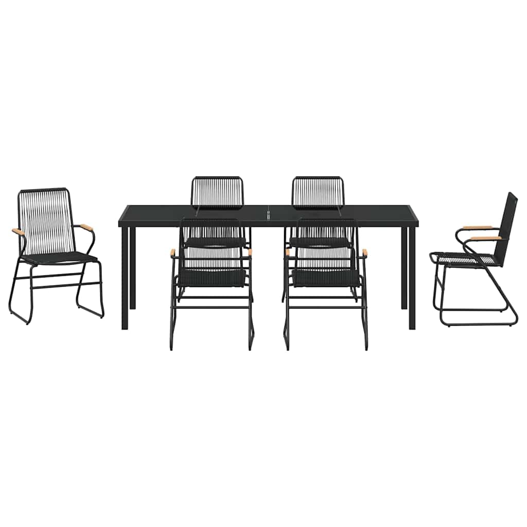 Set da Pranzo per Giardino 7 pz Nero