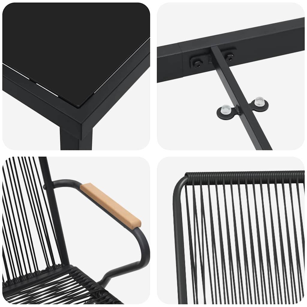Set da Pranzo per Giardino 7 pz Nero