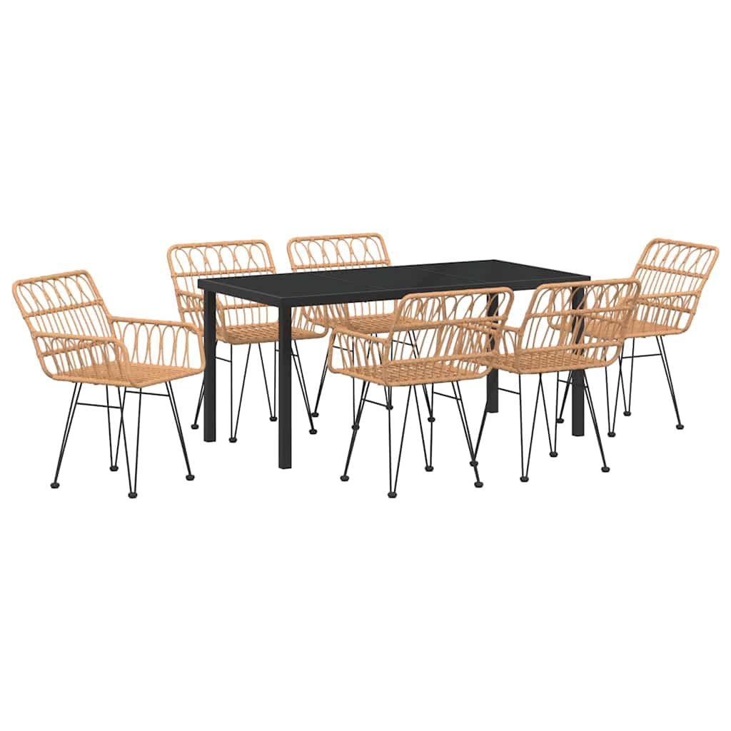 Set da Pranzo per Giardino 7 pz Marrone