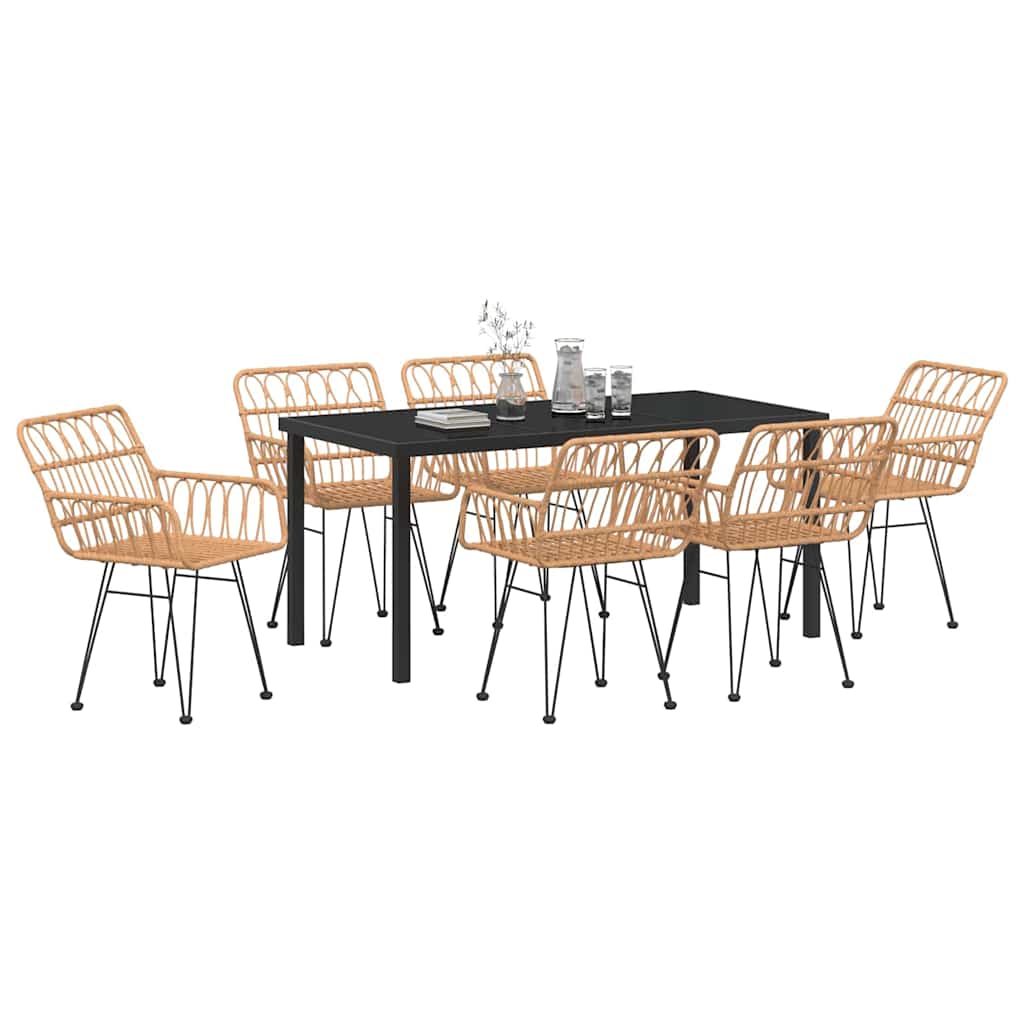 Set da Pranzo per Giardino 7 pz Marrone
