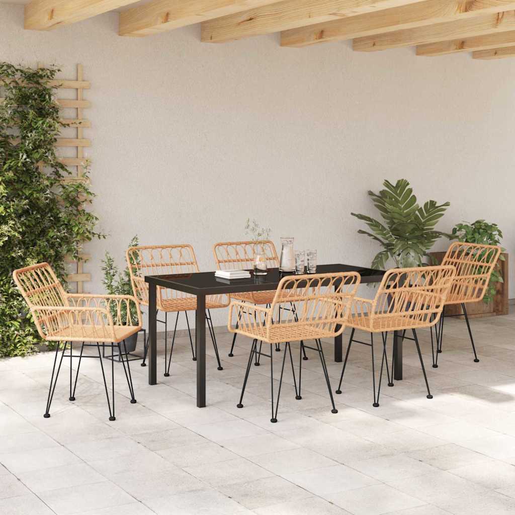 Set da Pranzo per Giardino 7 pz Marrone