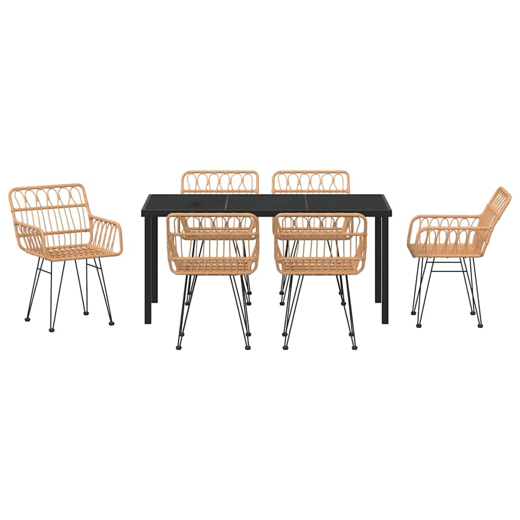 Set da Pranzo per Giardino 7 pz Marrone