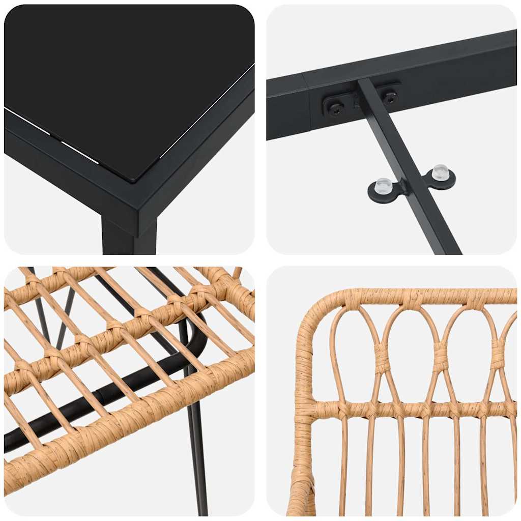 Set da Pranzo per Giardino 7 pz Marrone