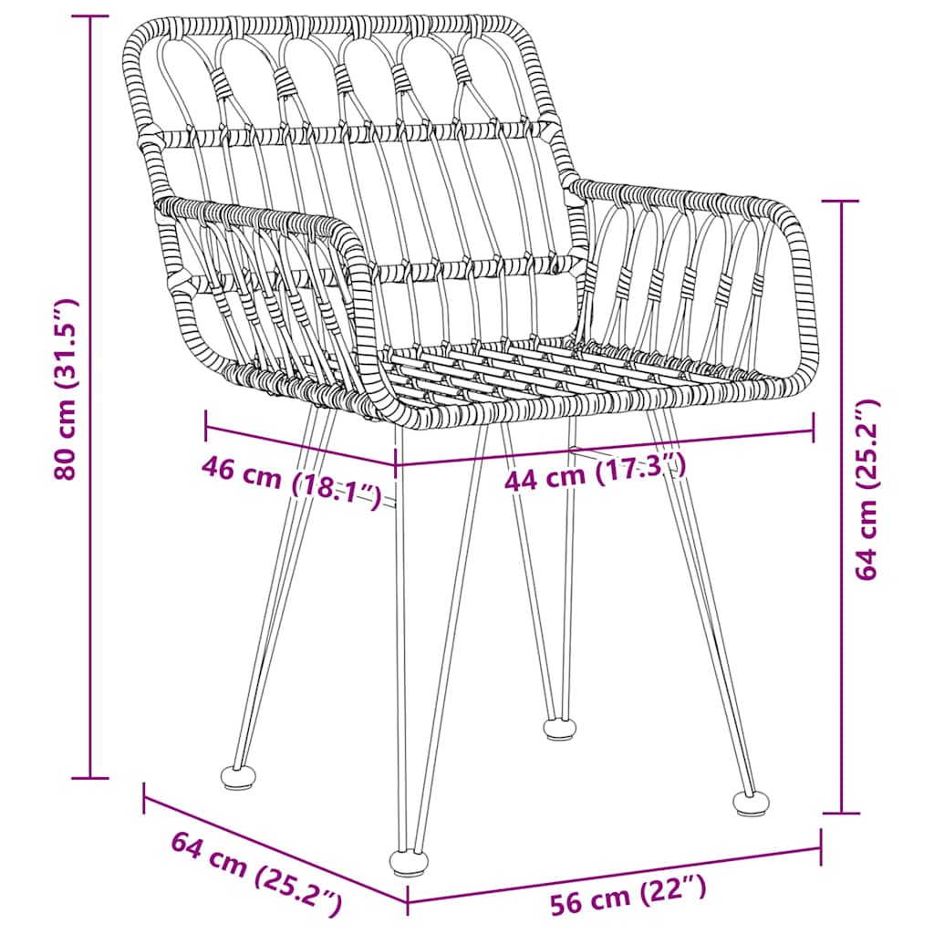 Set da Pranzo per Giardino 7 pz Nero