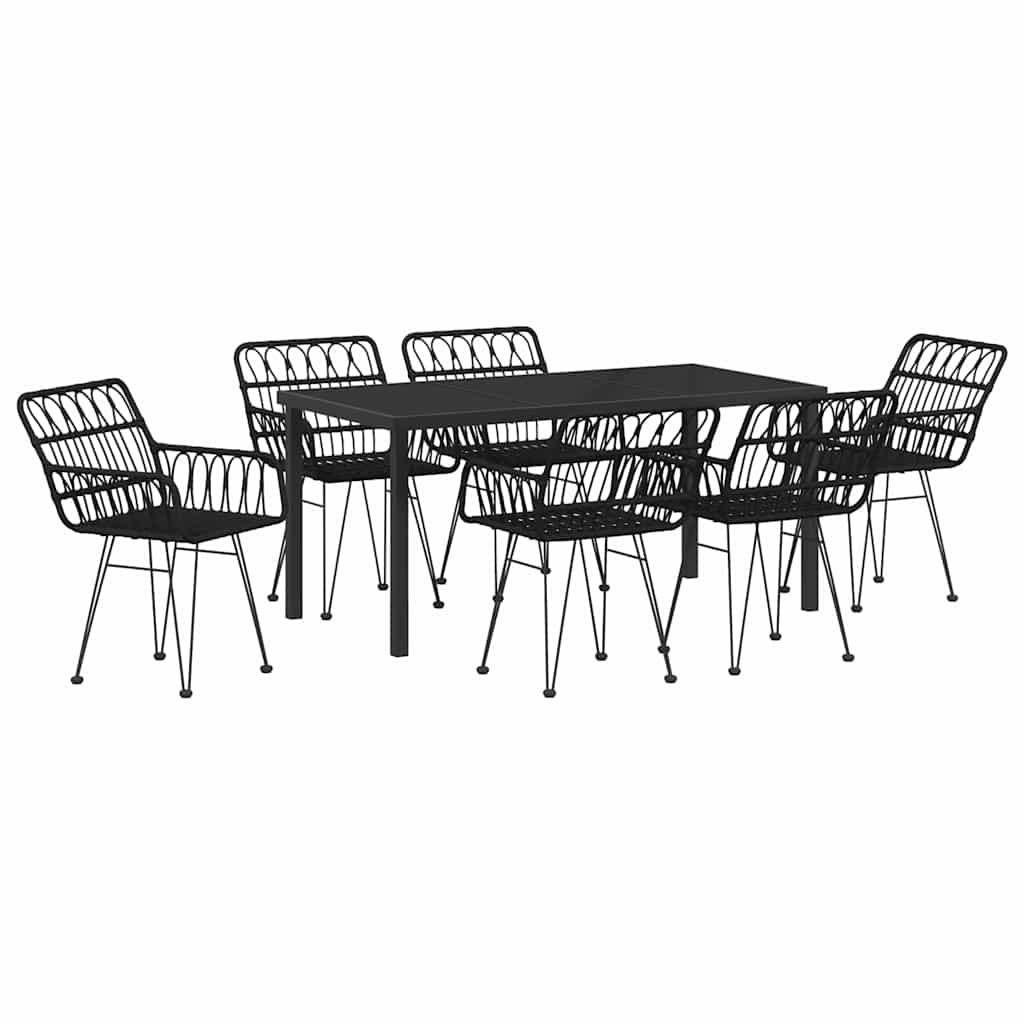 Set da Pranzo per Giardino 7 pz Nero