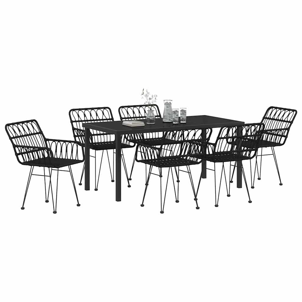 Set da Pranzo per Giardino 7 pz Nero