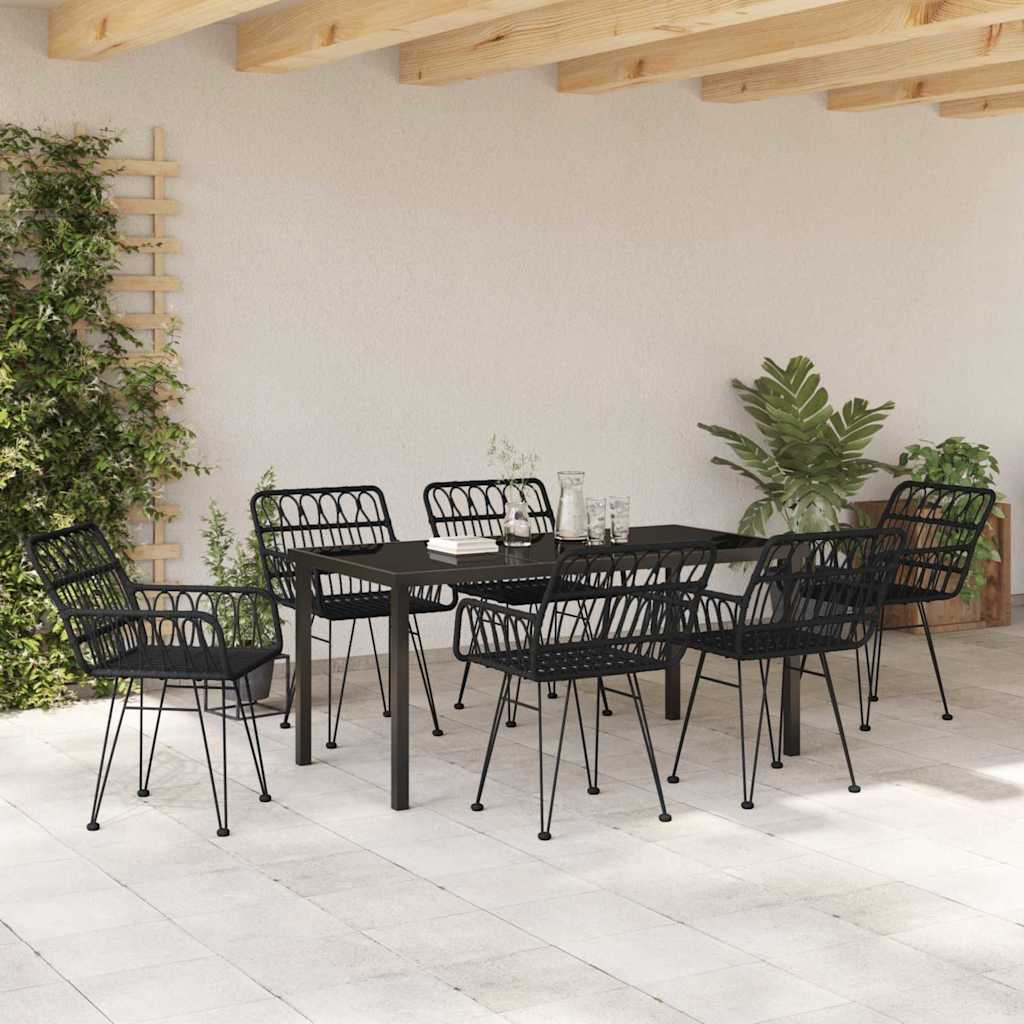 Set da Pranzo per Giardino 7 pz Nero