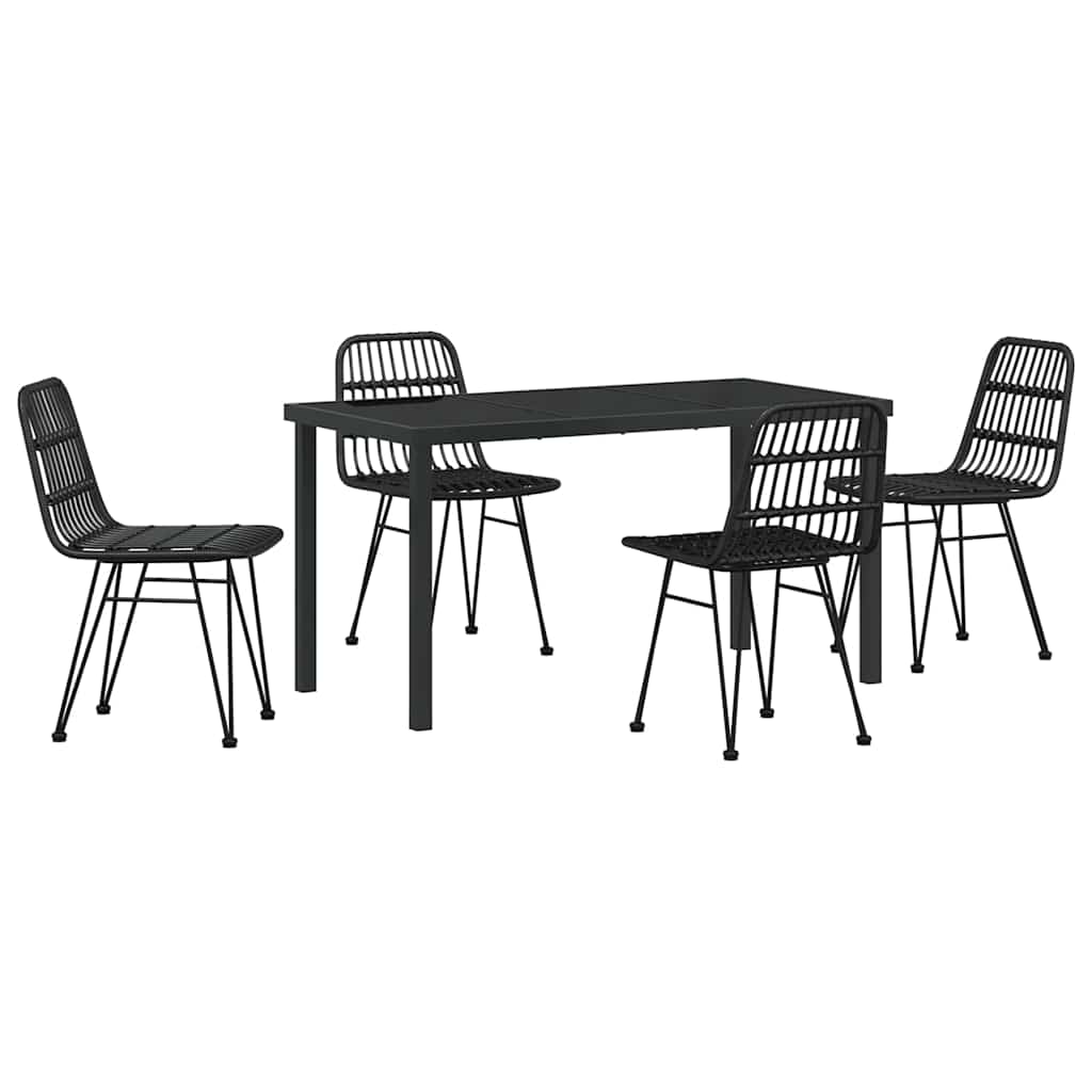 Set da Pranzo per Giardino 5 pz Nero