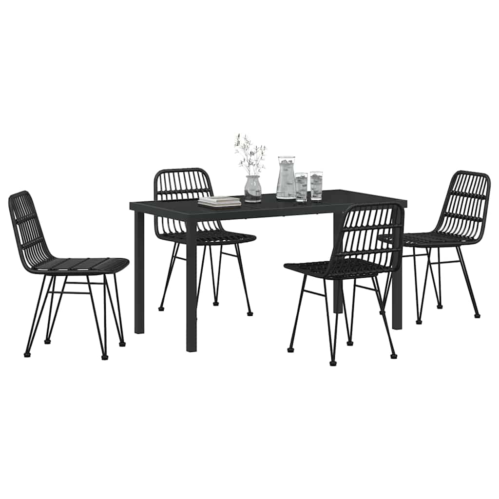 Set da Pranzo per Giardino 5 pz Nero