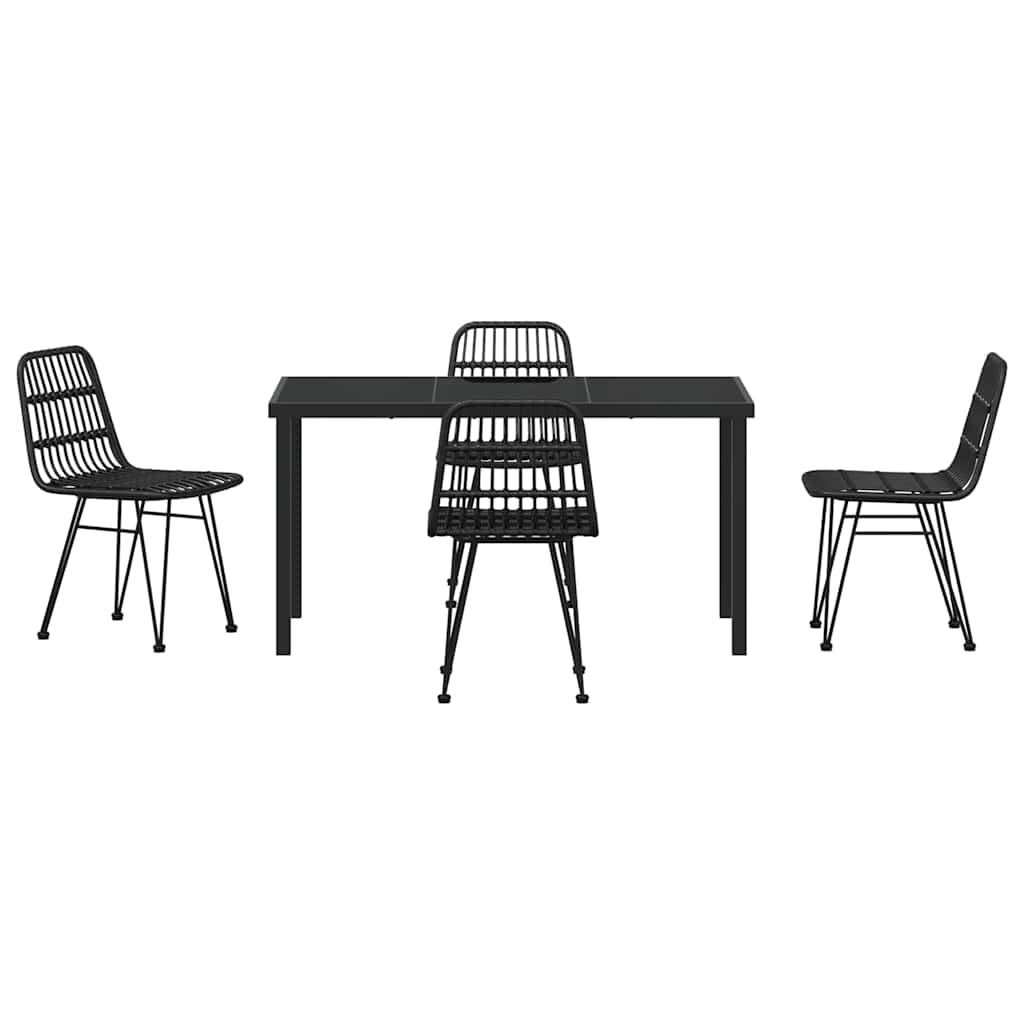 Set da Pranzo per Giardino 5 pz Nero