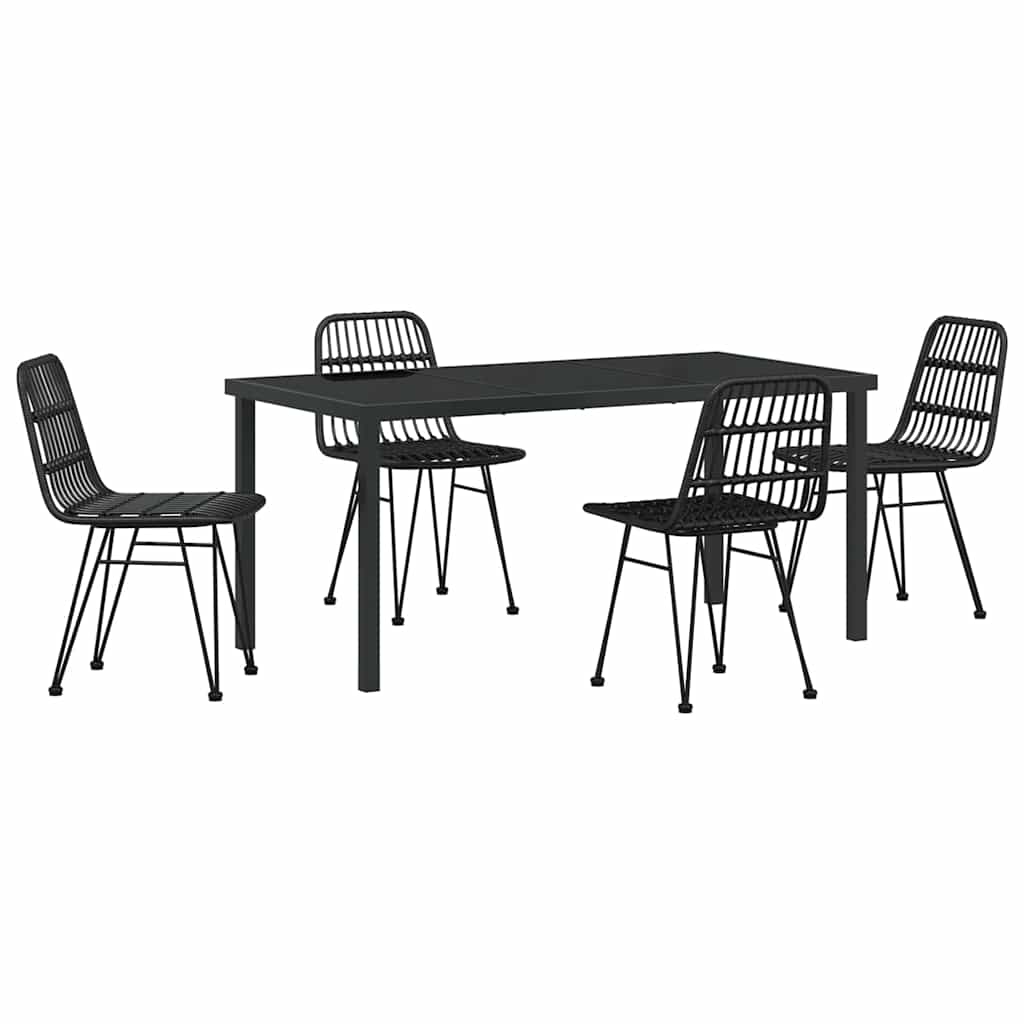 Set da Pranzo per Giardino 5 pz Nero