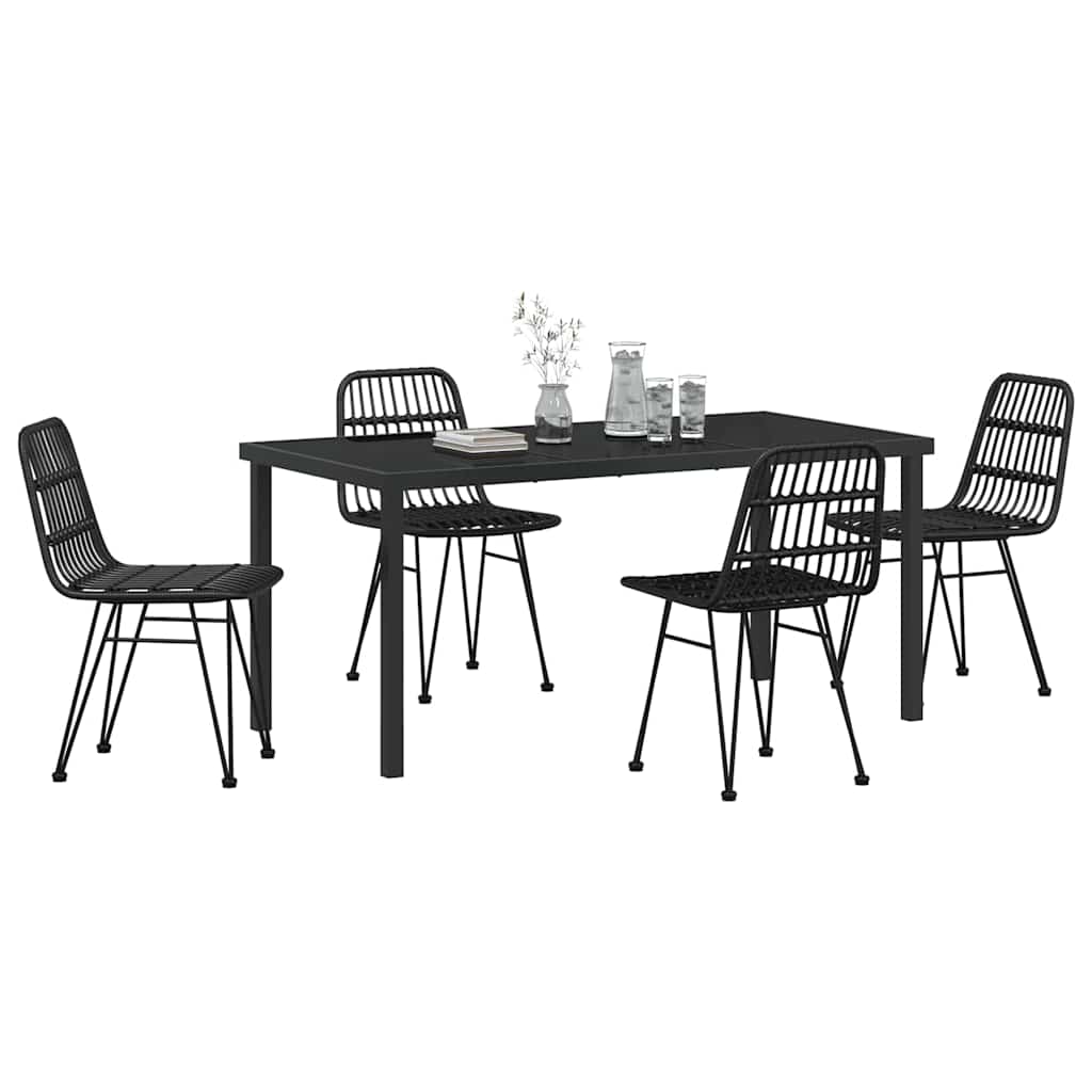 Set da Pranzo per Giardino 5 pz Nero