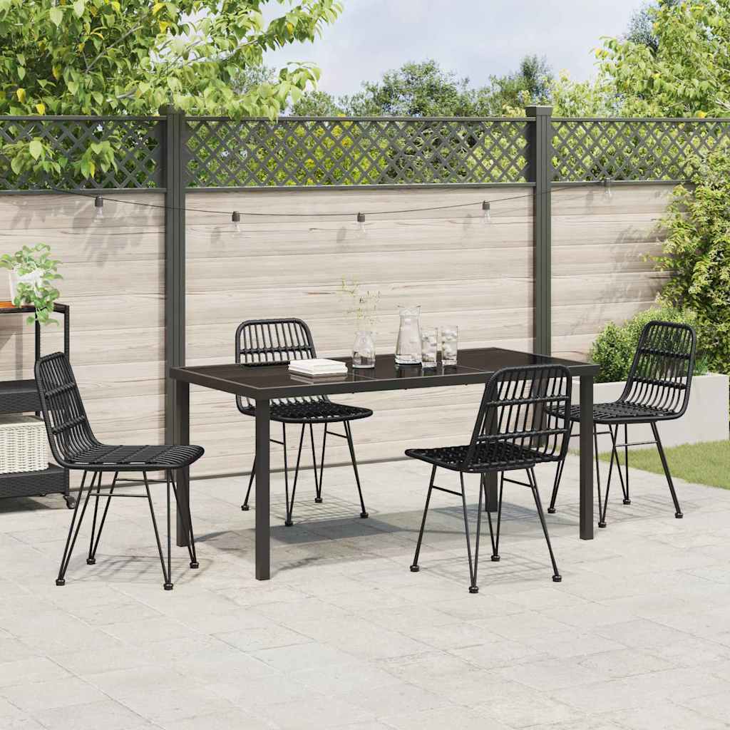 Set da Pranzo per Giardino 5 pz Nero