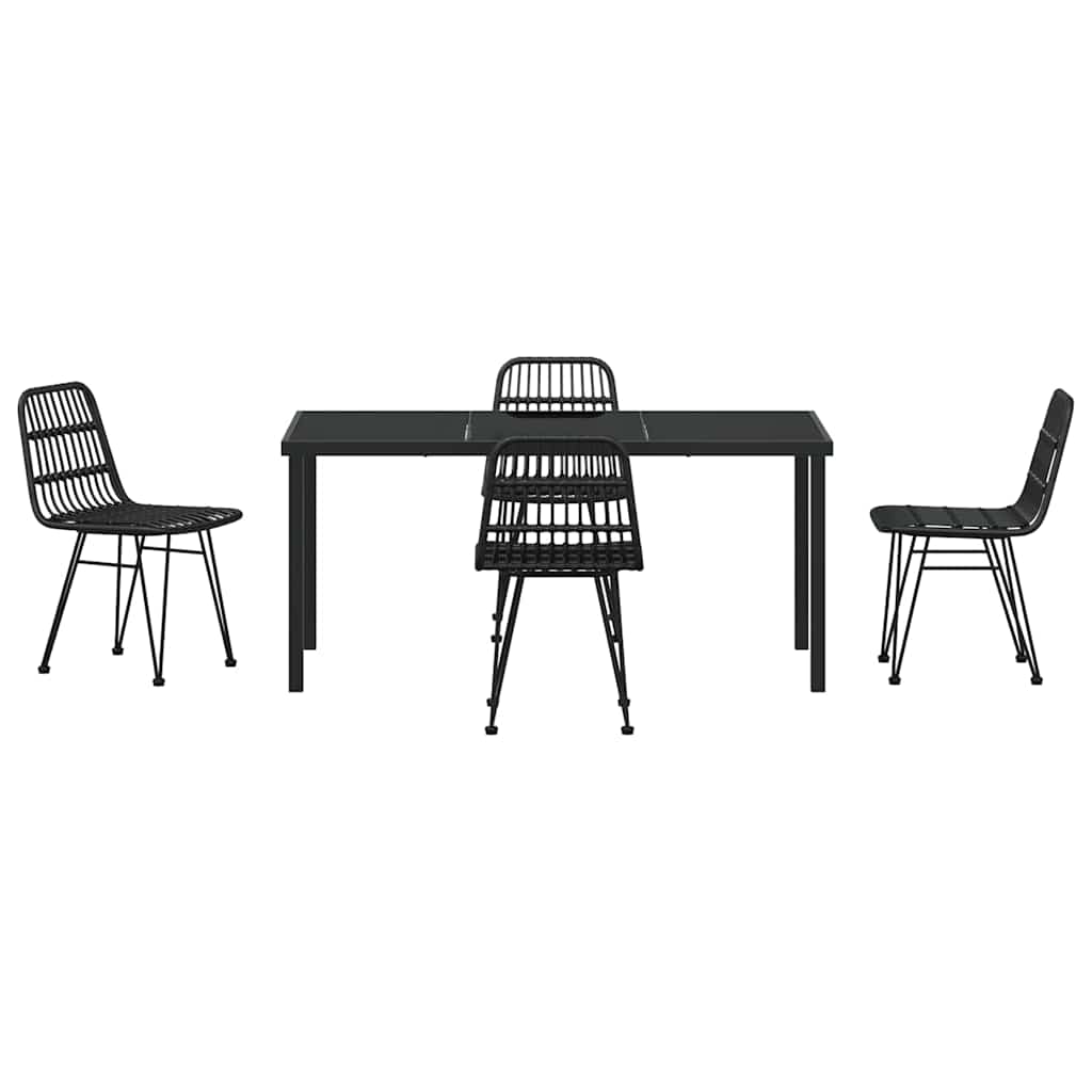 Set da Pranzo per Giardino 5 pz Nero