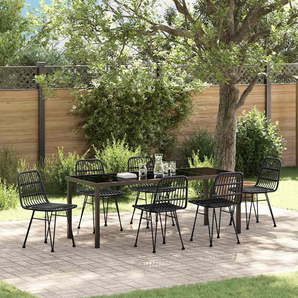 Set da Pranzo per Giardino 7 pz Nero