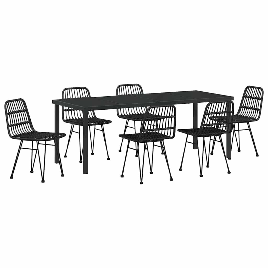 Set da Pranzo per Giardino 7 pz Nero
