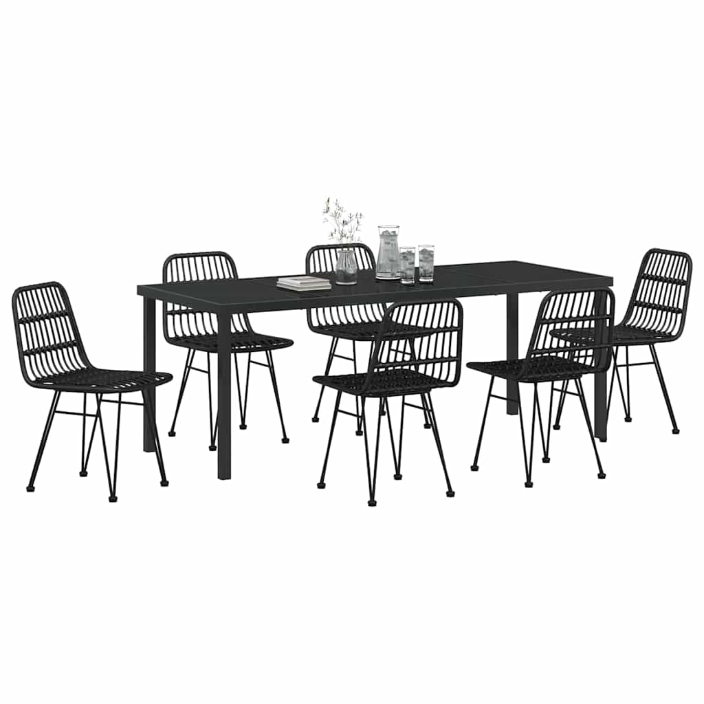 Set da Pranzo per Giardino 7 pz Nero