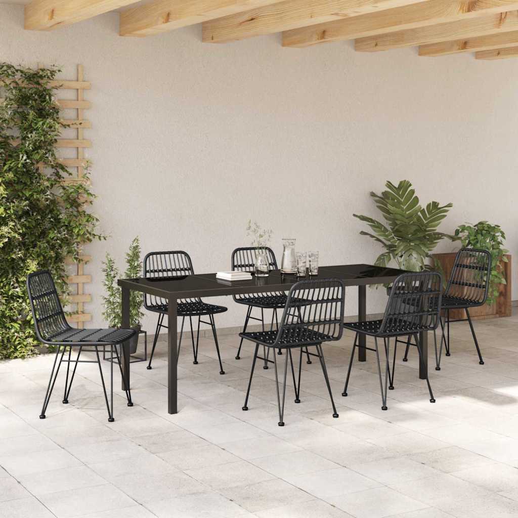 Set da Pranzo per Giardino 7 pz Nero