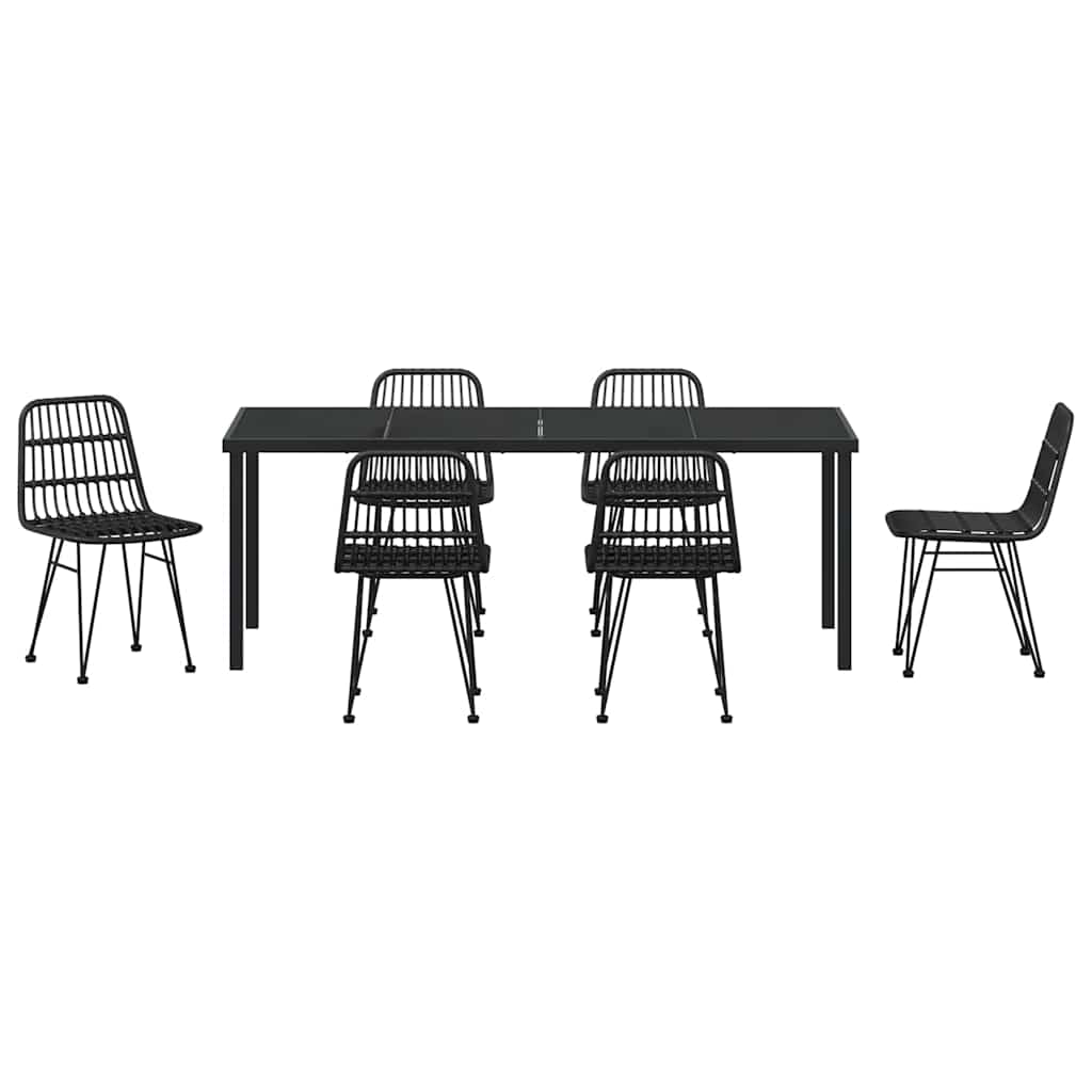 Set da Pranzo per Giardino 7 pz Nero