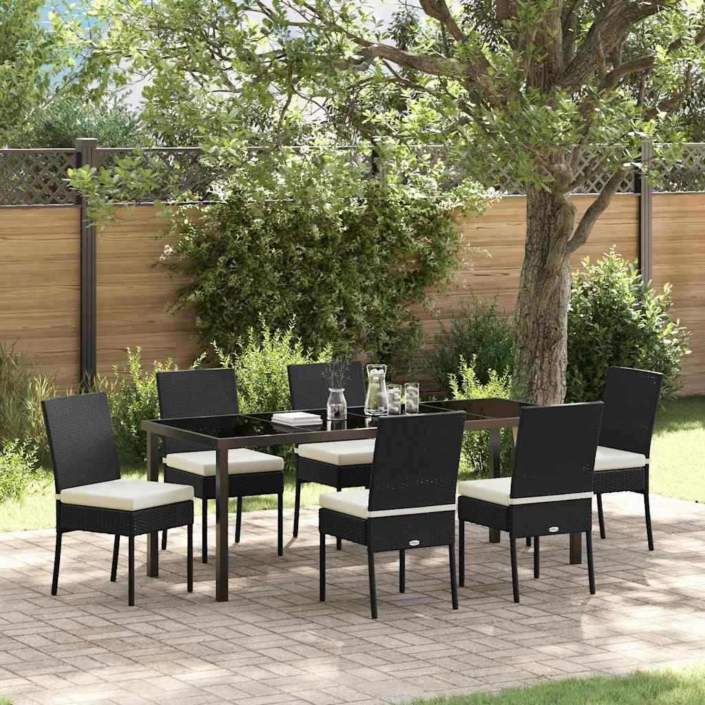 Set da Pranzo per Giardino 7 pz Nero