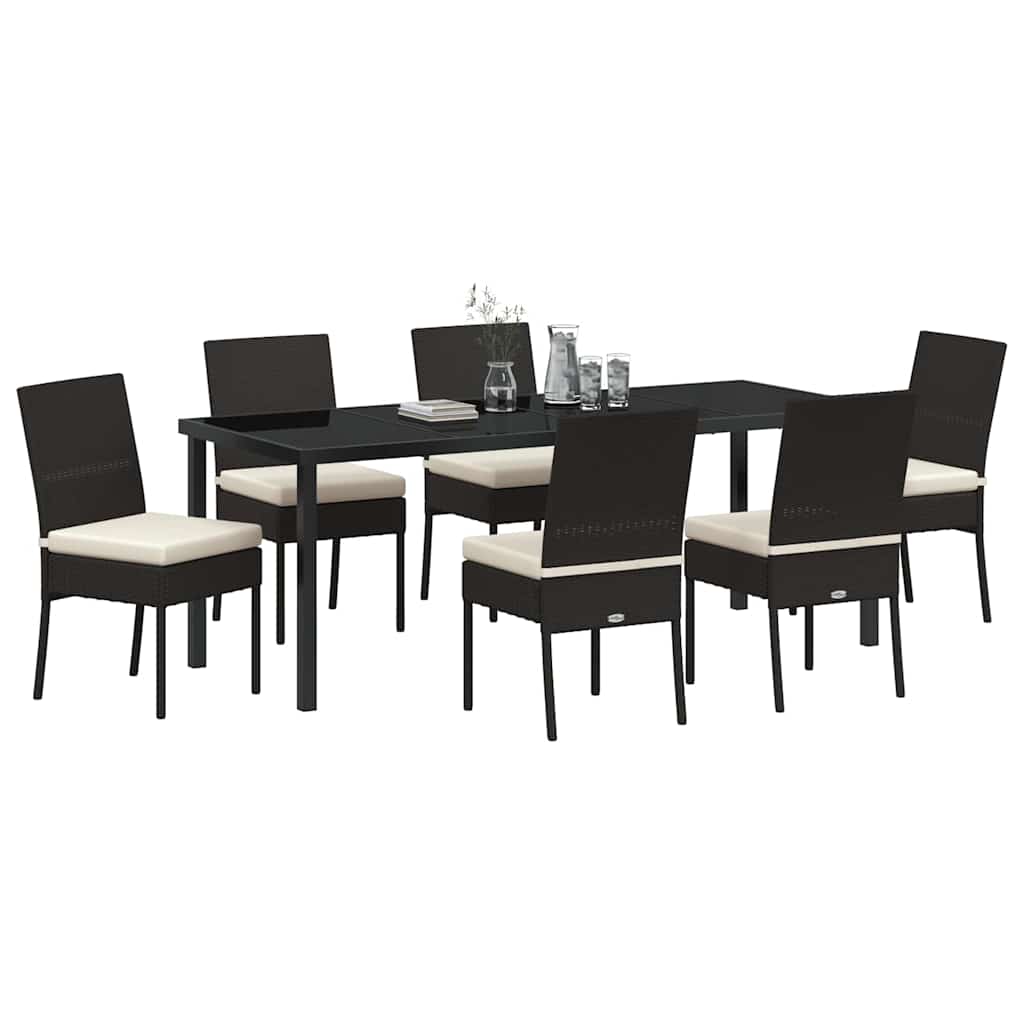 Set da Pranzo per Giardino 7 pz Nero