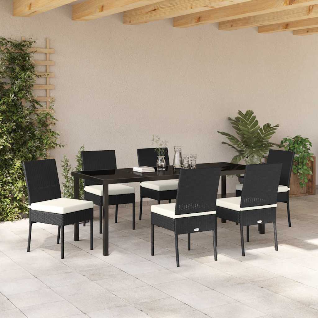 Set da Pranzo per Giardino 7 pz Nero