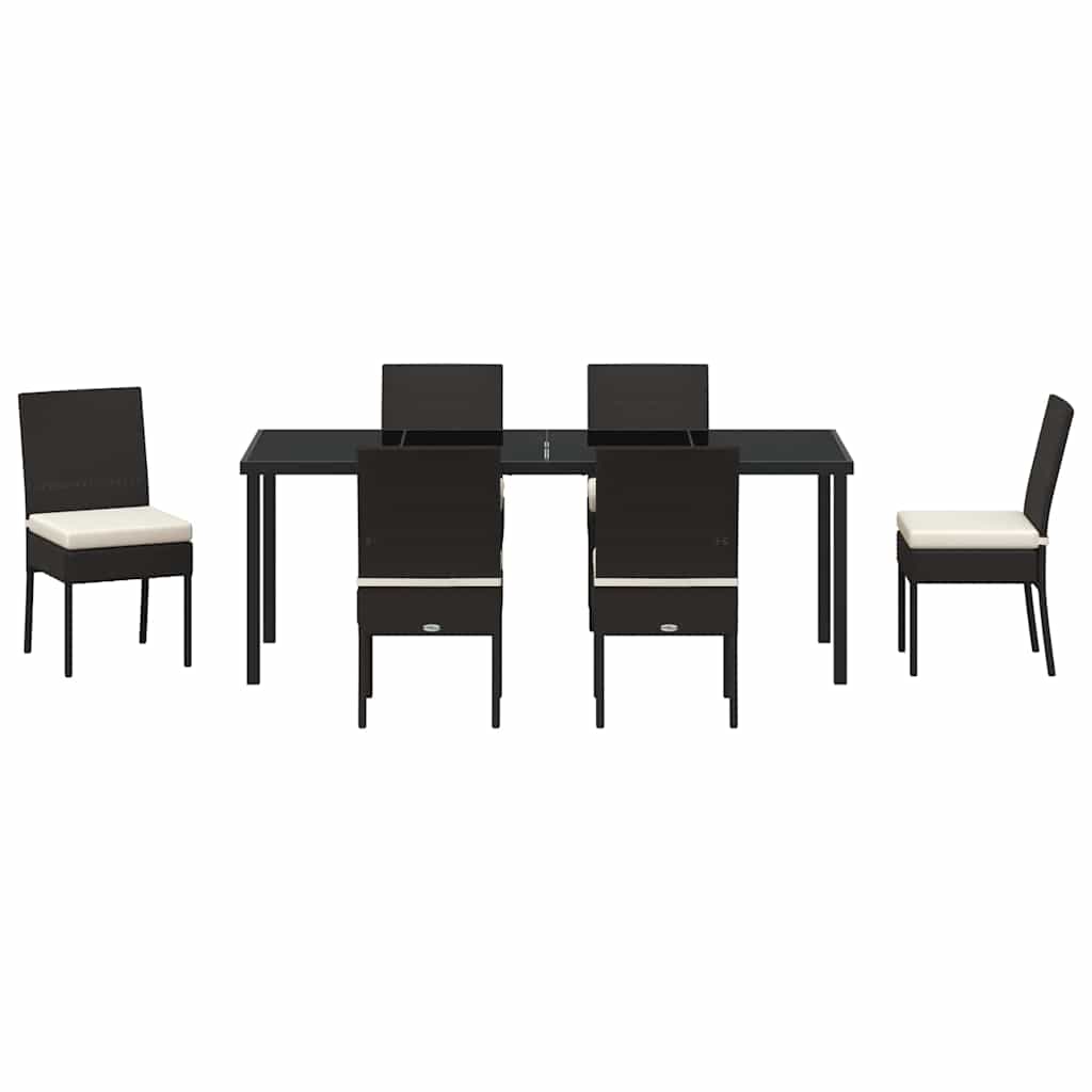 Set da Pranzo per Giardino 7 pz Nero