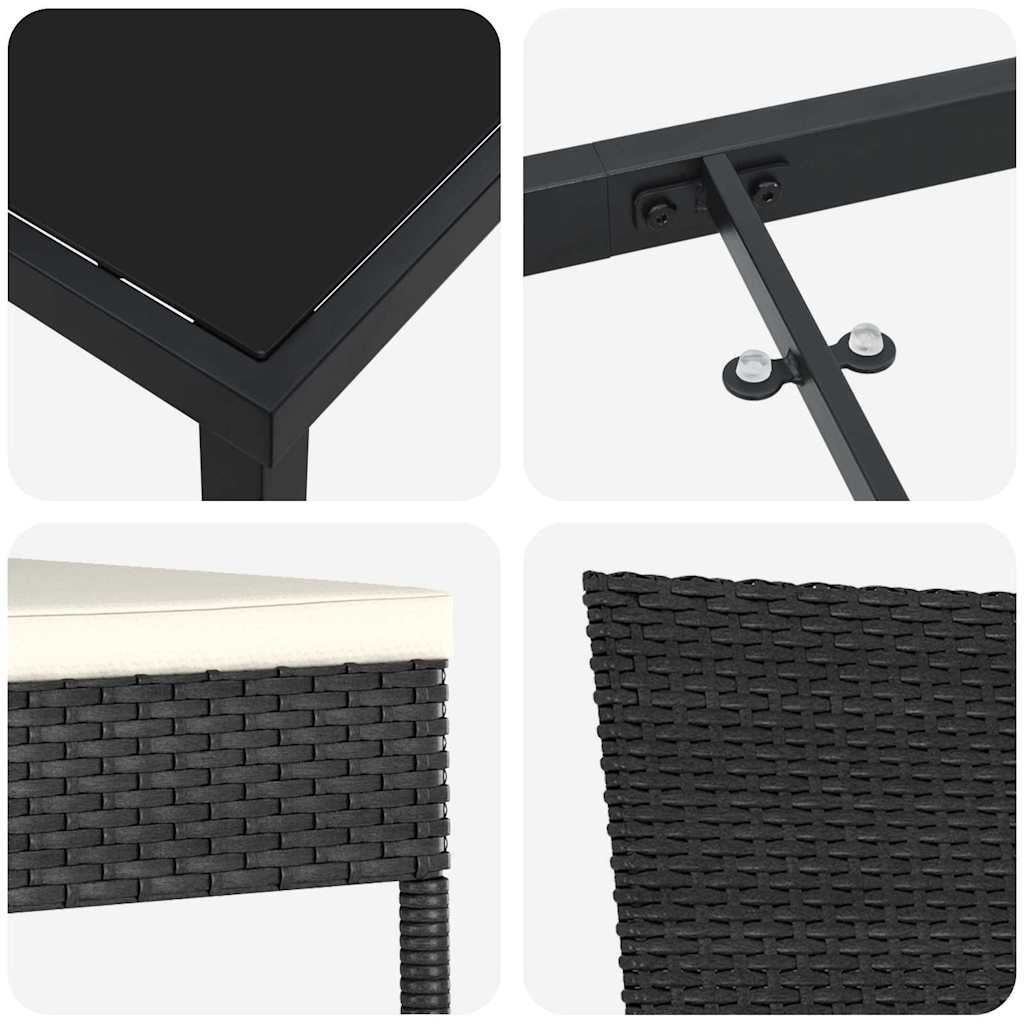 Set da Pranzo per Giardino 7 pz Nero