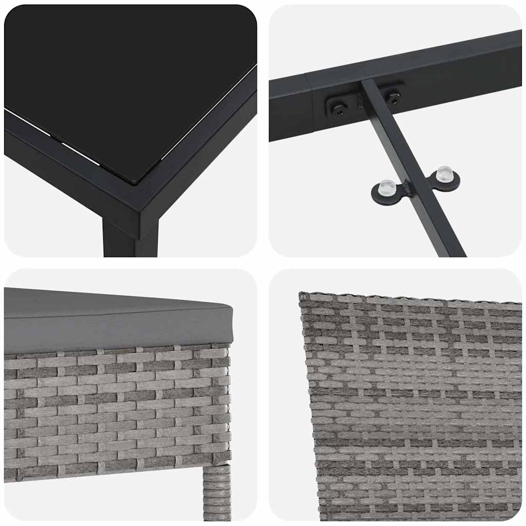 Set da Pranzo per Giardino 7 pz Grigio